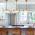 Mid Century Gold Pendant Light with Frosted Glass Shade